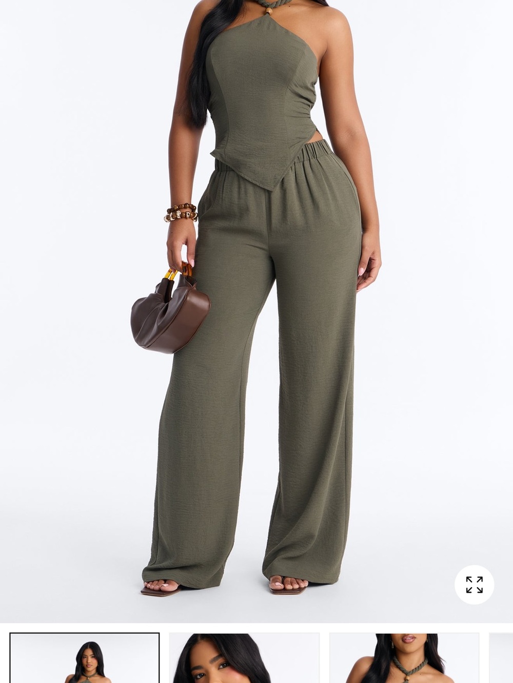 Fashion Nova Olive Green Wide-Leg Lounge Pants